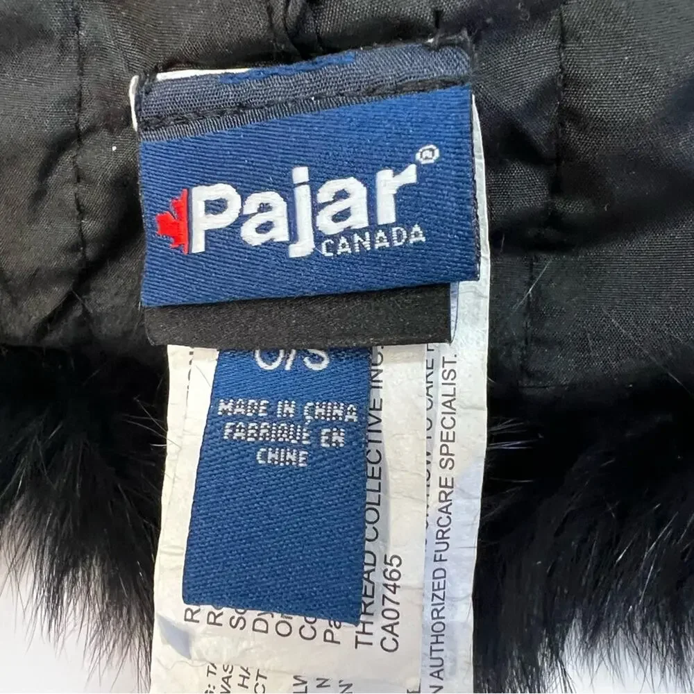 Pajar Canada Black Fur Trapper Hat | Origin Assured Fur Saga Furs | O/S  | Poms